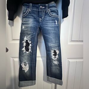 “Miss Me” Blue Distressed Boyfriend Capri